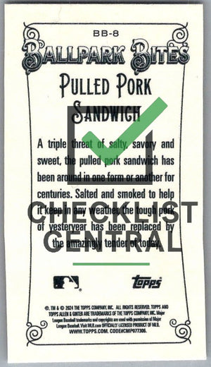 2024 Topps Allen & Ginter Mini Ballpark Bites Pulled Pork Sandwich #BB-8