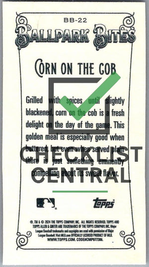 2024 Topps Allen & Ginter Mini Ballpark Bites Corn on the Cob #BB-22