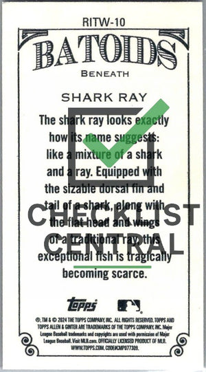 2024 Topps Allen & Ginter Mini Batoids Beneath Shark Ray #RITW-10