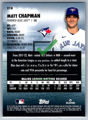 2023 Topps Stadium Club Matt Chapman #218