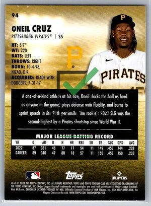 2023 Topps Stadium Club Red Foil Oneil Cruz #94