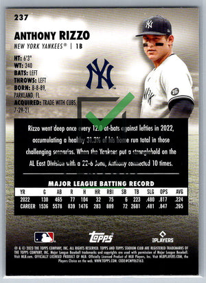 2023 Topps Stadium Club Anthony Rizzo #237
