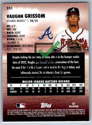 2023 Topps Stadium Club Vaughn Grissom #251 RC
