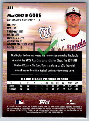 2023 Topps Stadium Club MacKenzie Gore #258