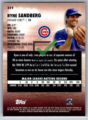2023 Topps Stadium Club Ryne Sandberg #259