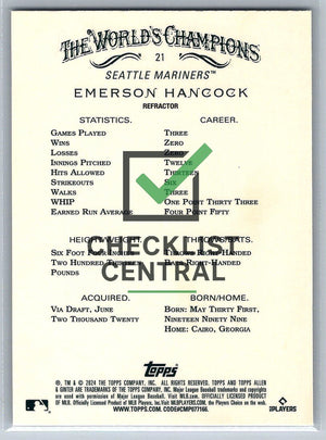 2024 Topps Allen & Ginter Chrome Refractor Emerson Hancock #21