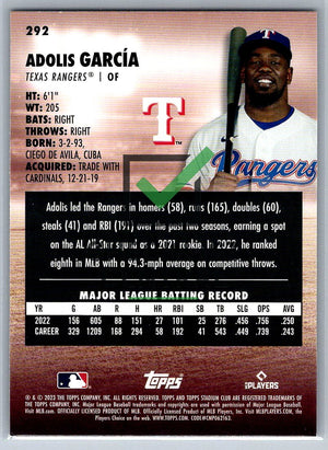 2023 Topps Stadium Club Adolis Garcia #292