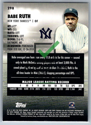 2023 Topps Stadium Club Babe Ruth #298