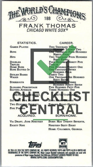 2024 Topps Allen & Ginter Mini Gold Border Frank Thomas #188