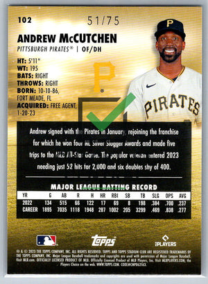 2023 Topps Stadium Club Purple Foil Andrew McCutchen #102 - 51/75
