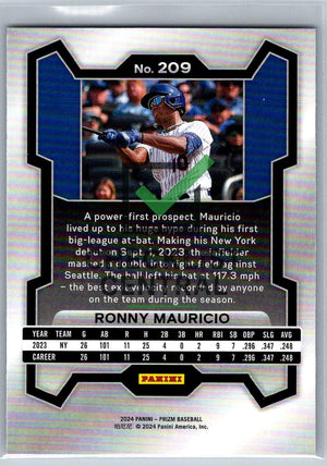 2024 Panini Prizm Ronny Mauricio #209