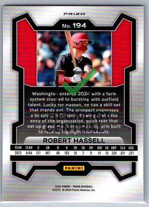 2024 Panini Prizm Prizms Blue Ice Robert Hassell #194