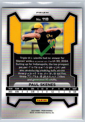 2024 Panini Prizm Prizms Blue Ice Paul Skenes #118