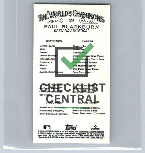2024 Topps Allen & Ginter Mini Paul Blackburn #308 SP