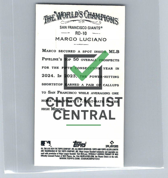 2024 Topps Allen & Ginter Mini Rookie Design Variations Marco Luciano #RD10