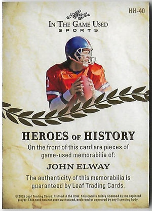 2025 Leaf In The Game Used Sports Heroes of History John Elway /5