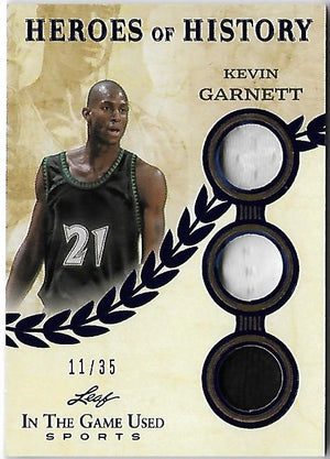 2025 Leaf ITG Used Sports Heroes of History Kevin Garnett Triple Memorabilia /35