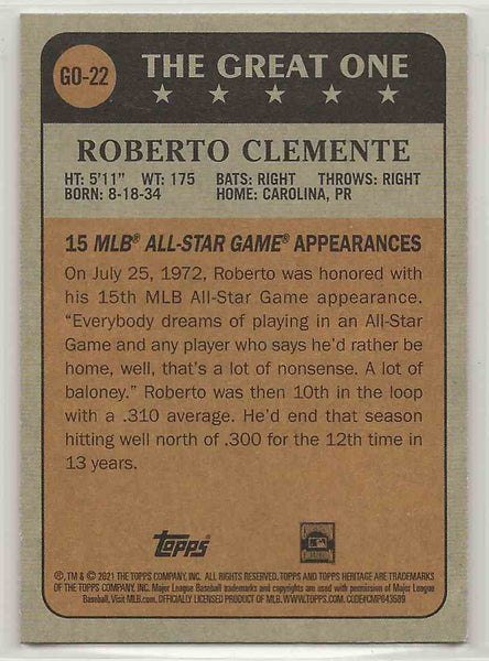 2021 Topps Heritage The Great One Roberto Clemente #GO-22