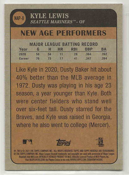 2021 Topps Heritage New Age Performers Kyle Lewis #NAP-8