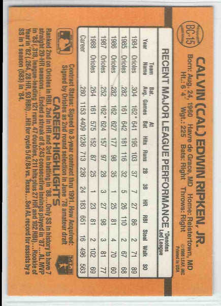 1989 Donruss Bonus Cards #BC-15 Cal Ripken Jr.