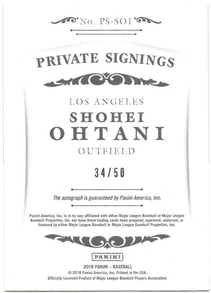 2018 Panini Private Signings Auto Shoehei Ohtani #PS-SO1