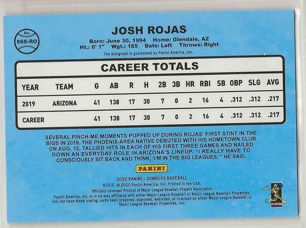 2020 Donruss Retro Auto Josh Rojas #86S-RO