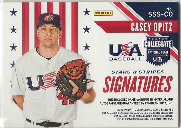 2020 Panini USA Baseball Stars & Stripes Signatures Relic Casey Opitz #SSSCO