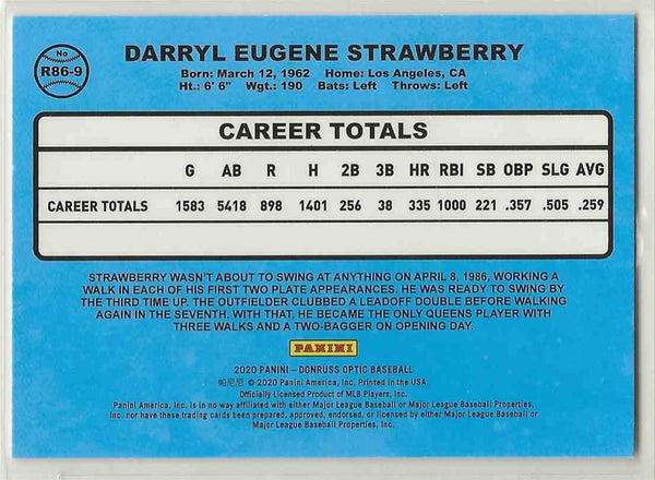 2020 Donruss Optic Retro Darryl Strawberry #R86-9