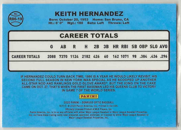2020 Donruss Optic Retro Keith Hernandez #R86-19