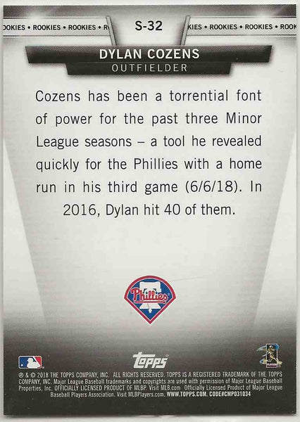 2018 Topps Update Salute Dylan Cozens #S-32